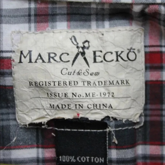 Marc Ecko Men Long Sleeve Gray Red100% Cotton Plaid Large Cowboy - Picture 12 of 13